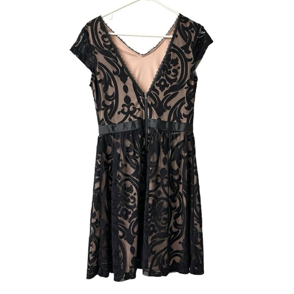 Soieblu Black Lace Overlay Beige Lining Dress Size Medium Romantic Whimsigoth - Picture 2 of 16